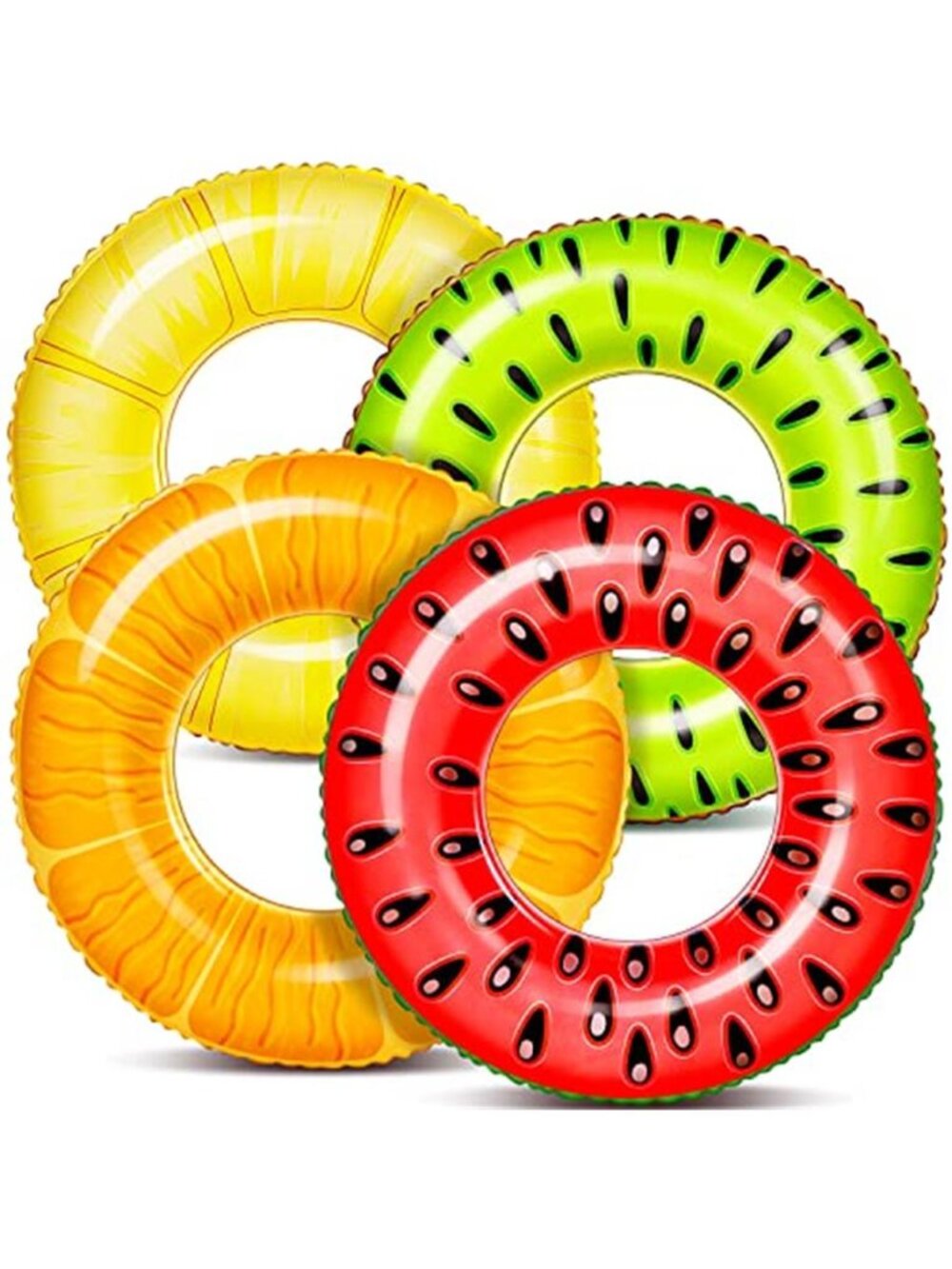 Inflatable Fruit Pool Floats Watermelon Kiwi Pineapple Orange Swim Tubes